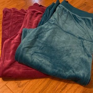 Faux velvet elastic band pants